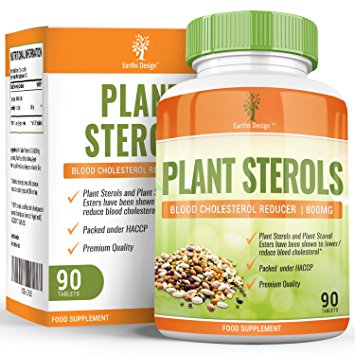 Plant Sterols - 800mg Stanols Scientifically Proven to Lower Cholesterol By Up to 20% - Maximum Strength Supplement For Men & Women - 90 Tablets (3 Months Supply) by Earths Design