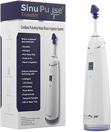 SinuPulse Traveler - Cordless Pulsating Sinus Irrigation, Nasal Rinse, Cleaner & Relief Machine for Travel - Relieve Congestion with Advanced Pulse Rinsing System