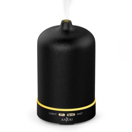 Aroma Diffuser Anjou Aromatherapy Essential Oil Diffuser (Ceramic Design, Continuous & Interval Mist Modes, Auto Shut-Off Function, 9H Working Time, Therapeutic 7-Colour LED, 100ml) - Black