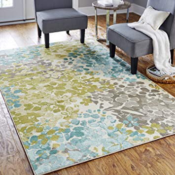Mohawk Home Aurora Radiance Abstract Floral Printed Area Rug, 5'x8',  Aqua Multicolor