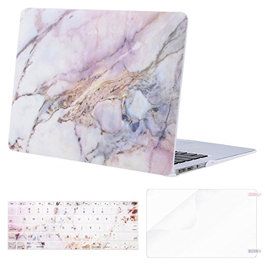 Mosiso Plastic Hard Shell Case with Keyboard Cover with Screen Protector for MacBook Air 11 Inch (Models: A1370 and A1465), Colorful Marble