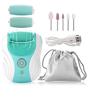 Rechargeable Electric Callus Remover Pedicure Tools with 5 Nail Care Kits, 3 Rollers Included, Powerful Rolling Foot File Professional Set Removes Dry/Dead/Hard/Cracked Skin by DISUPPO