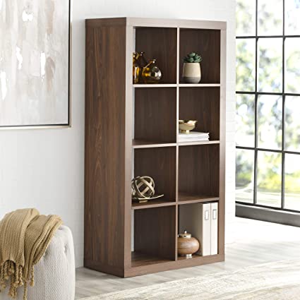 Better Homes and Gardens 8-Cube Organizer with Metal Base (White, 1) (Vintage Walnut)