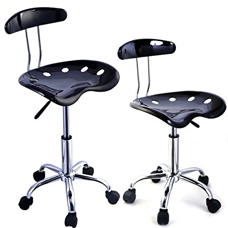 Costway 2PC ABS Tractor Seat Bar Stool Adjustable Swivel Chrome Chair Kitchen Breakfast Modern Barstools Black