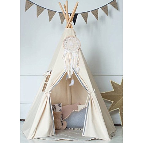 HAN-MM New Design Kids Play Tent Indian Large Teepee Children Playhouse Children Play Room Large Teepee with a Dream Catcher