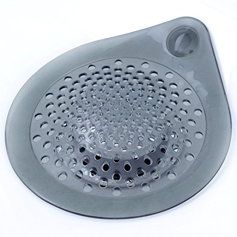 SlipX Solutions Gray Water Drop Hair Catcher Keeps Hair Out of Drains to Prevent Clogs (Fits Standard Drains, No Tools Required, 5" Diameter)