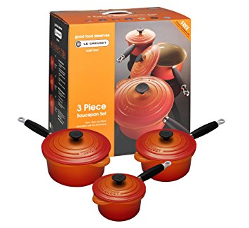 Le Creuset Cast Iron Saucepan Set - 3 Piece Set, Volcanic