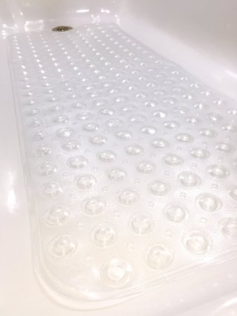 Extra-Long ANTI-MICROBIAL Non-Slip Bath Tub Mat - Vinyl (Clear) - By Tike Smart
