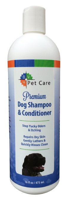 BVH Pet Care Premium Dog Shampoo & Conditioner-All Natural Cleanser, Moisturizer, Conditioner, Deodorizer, Detangler-Kills Odors, Eliminates Toxins, Not Irritate or Redden Skin, Chemical Free, 16 oz