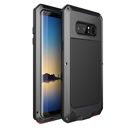 Galaxy Note 8 Case,Bixby Button Water Resistant Shockproof Aluminum Metal Super Anti Shake Silicone Fully Body Protection for Samsung Galaxy Note 8-2017 Newest Released -Matte Black