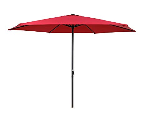 HERMO 123456 9 Ft Outdoor Patio Market Table Umbrella, Red