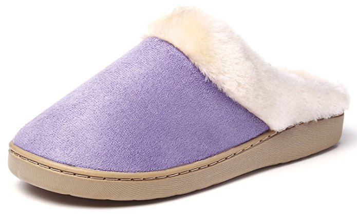 KushyShoo Women's Slip-on Fluffy Winter Clog Slippers
