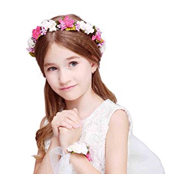 DDazzling Nature Berries Flower Crown with Floral Wrist Band for Wedding Festivals