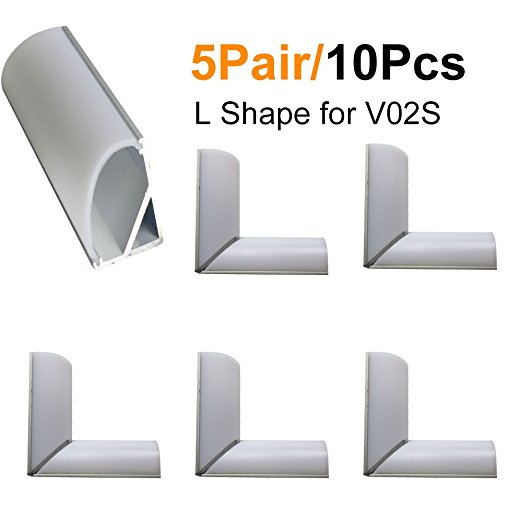 LightingWill 5Pair/10Pcs Silver Spliced L-shape LED Aluminum Channel Corner Adapter for V01S Solution for 90 Angle Turning Corner Cabinet Bar Kitchen Wardrobe Installation -V02SL10