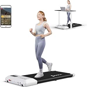 SupeRun 2024 Newest Smart Walking Pad Treadmill, Under Desk Treadmill for Home Office, Quiet Portable Walking Treadmill with 2.5 HP, 300 lbs Capacity