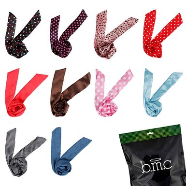 BMC 10pc Assorted Fashion Rabbit Ear Wired Hair Tie Headband Scarf Wrap-Mix Lot