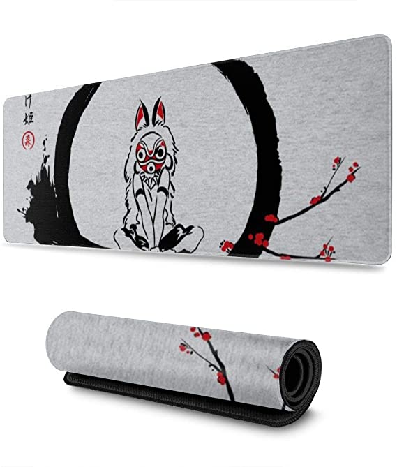 Extra Large Mouse Pad -Princess Mononoke The Wolf Girl Studio Ghibli Desk Mousepad - 31.5"""" X 11.8""""x0.12''(3mm Thick)- XL Protective Keyboard Desk Mouse Mat for Computer/Laptop