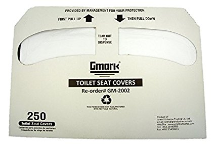 Gmark Toilet Seat Covers Disposable Half-Fold 1000 per Case (4 Packs of 250) GM2002