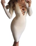 Allegrace Women Sexy Long Sleeve Autumn Warm Stretch Bodycon Party Bandage Dresses