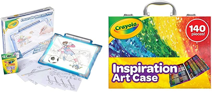 Crayola Light Up Tracing Pad Blue, Toys, Gift for Boys & Girls, Ages 6  & Inspiration Art Case Coloring Set, Gift for Kids, 140 Art Supplies