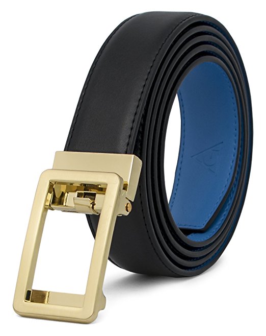 AOG DESIGN Genuine Leather Dress Belt (1 1/4" wide) with Open Automatic Buckle