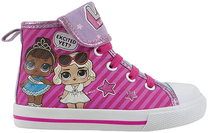 L.O.L Surprise! Girls Shoe, Miss Baby and Leading Baby Hi Top Sneaker, Pink White, Little Kid/Big Kid Size 7 to 12