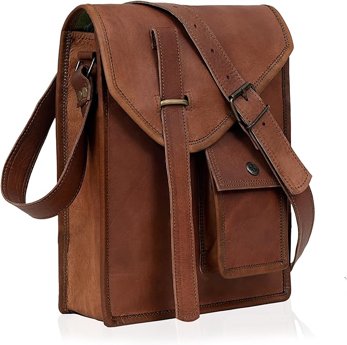 Leather I pad Messenger Satchel Bag Tablet Cross Body Shoulder Bag 11 Inch