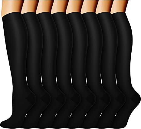 ACTINPUT Compression Socks (8 Pairs) for Women & Men 15-20mmHg - Best Medical,Running,Nursing,Hiking,Recovery & Flight Socks