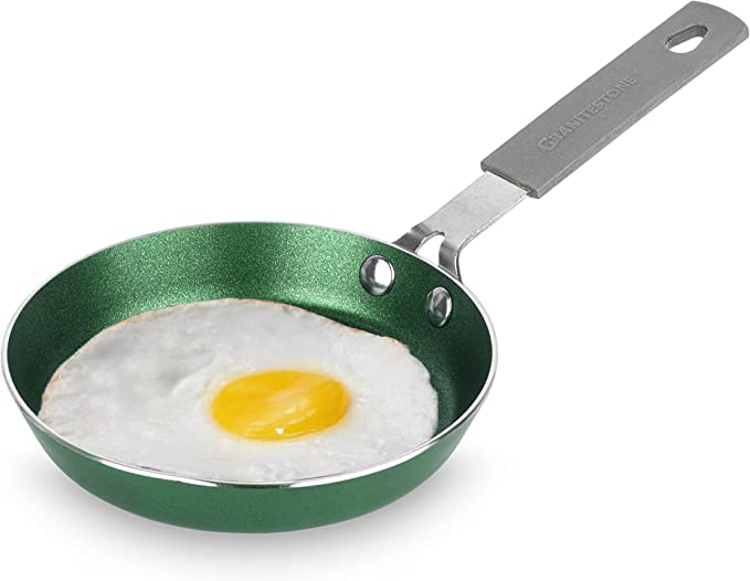 Granitestone Emerald Mini Nonstick Egg & Omelet Pan – 5.5” Single Serve Frying Pan/Skillet, Diamond Infused, Multipurpose Pan Designed for Eggs, Omelets, Pancakes, Rubber Handle, Dishwasher Safe