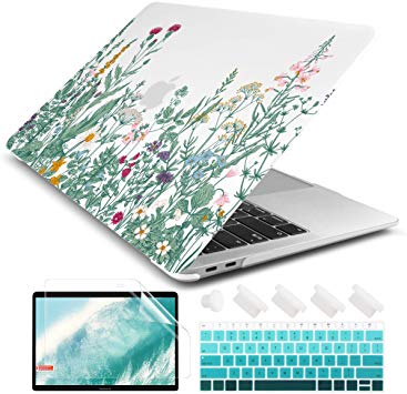 Dongke MacBook Pro 13 inch Case 2019 2018 2017 2016 Release A2159 A1989 A1706 A1708, Garden Flower Frosted Matte Hard Shell Cover & Keyboard Cover Compatible with MacBook Pro 13" with/Out Touch Bar