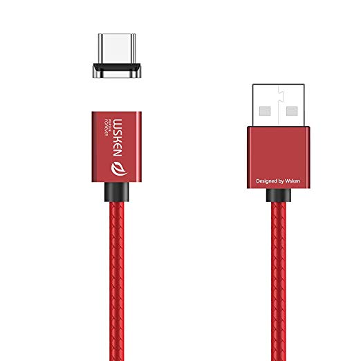 USB Type C Cable,WSKEN X1 Magnetic Type C USB Cable USB2.0 Fast Charging Cable with LED Indicator for Samsung Galaxy S9/S8,Note8,LG,Sony,Huawei,Pixel,Nexus,Nintendo Switch More (3.3ft/1M Red)