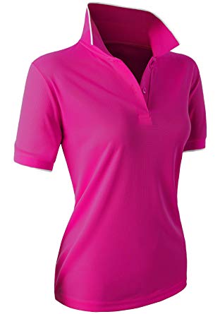 CLOVERY Women's Sport Wear 2-Button Polo Short Sleeve Shirt