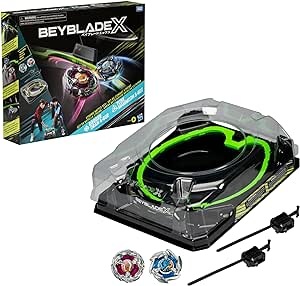 BEYBLADE X Xtreme Battle Set with Beystadium Arena Featuring X-Celerator Rail, 2 Right-Spinning Top Toys, 2 Launchers, Toys for Boys and Girls, 8