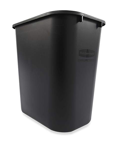 Rubbermaid Commercial Products Fg295600Bla Plastic Resin Deskside Wastebasket, 7 Gallon/28 Quart, Black