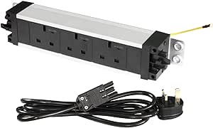 Allcam UP41-series Under-desk power 3 Individually fused sockets, with Office Link male & female ends for daisy-chain, 2m Starter Lead