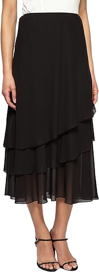 Alex Evenings Women's Midi Length Formal Skirt (Reg and Petite)