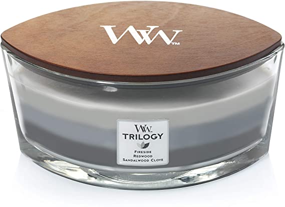 Woodwick Ellipse Trilogy Scented Candle with Crackling Wick | Warm Woods | Up to 50 Hours Burn Time Glass, Warm Woods