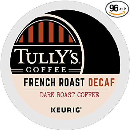 Tully's Coffee Dark Roast Extra Bold K-Cup for Keurig Brewers, French Roast Decaf Coffee (Pack of 96)