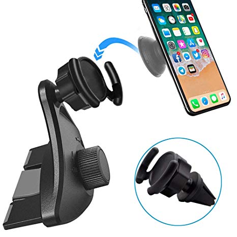 Car Phone Holder, CD Slot Player Car Mount Pop Clip, Air Vent Pop Holder, Universal Car Cradle for Cell-Phone with Pop Out Stand Compatible with iPhone X Xs Max XR 8 Plus Galaxy S10 S9