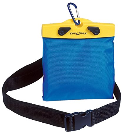 DRY PAK Dry Bag with Belt Strap for Cameras, Cell Phones, iPhone, Android, 6" x 5" Blue & Yellow