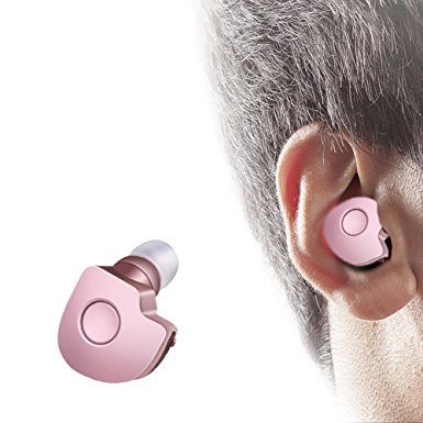 Bluetooth Earbuds, Mini Invisible Earpiece In Ear V4.1 Wireless Bluetooth Car Headset Headphone Earbud Earphone with Microphone Hands-Free Calls And Earphones (Pink-Golden)
