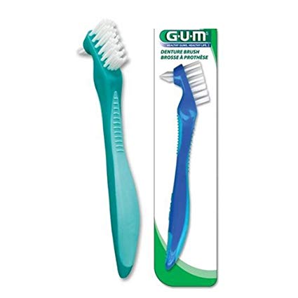 Butler GUM Denture Brush Each - BLUE OR GREEN - 6 Pack