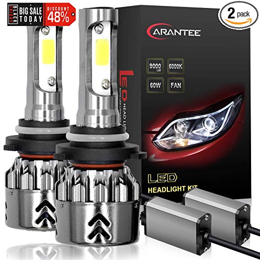 Carantee 9006/HB4 LED Headlight Bulbs - 80W 6500K 8000Lumens Replacement Bulb, Extremely Brigh COB Chips Conversion Kit (More than 50000 Hours Lifespan, 2pcs)