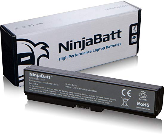 NinjaBatt 12 Cell Laptop Battery for Toshiba PA3817U-1BRS PA3819U-1BRS PA3818U-1BRS PA3817U-1BAS PA3816U-1BRS Satellite L750 C660 C650 L650 C655 L755 L655 L775 - High Performance [8800mAh/95wh]