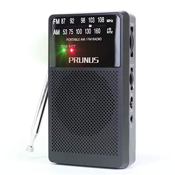 PRUNUS ANJAN-A166 Portable FM/AM DSP Transistor Radio with Ultra-Long Copper Antenna, Excellent Reception, Tuning Knob with Signal Indicator. Supports Replaceable Battery (AA) (Black)