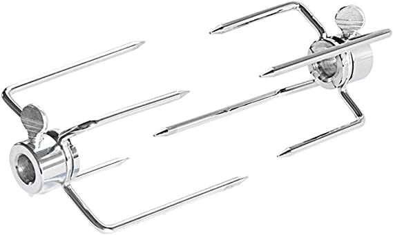 Skyflame Heavy Duty Stainless Steel Rotisserie Meat Forks - Fits 1/2-Inch and 3/8-Inch Hexagon & 3/8-Inch and 5/16-Inch Square Spit Rods