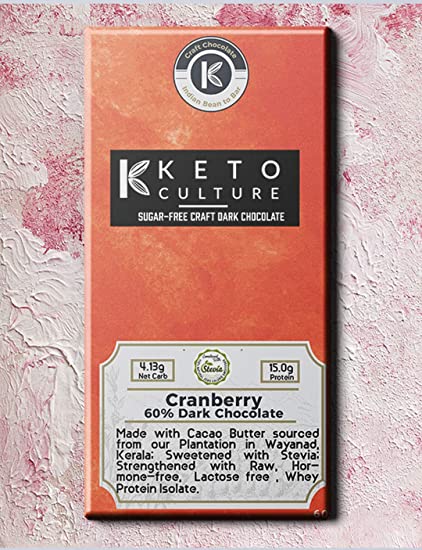 Nepenthe Coffee and Chocolates Keto Culture Sugar-Free/Unsweetened Cranberries Dark Chocolate,  60 g