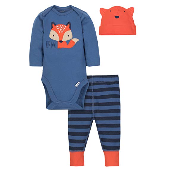 Gerber Baby Boys' 3-Piece Bodysuit, Pant and Cap Set