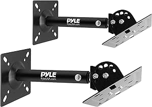 Pyle Speaker Wall Ceiling Mount Stand - Black Speaker Mounting Bracket w/Adjustable Swivel Tilt, Retractable Telescopic Arm - Home Surround Sound System Bookshelf Satellite Speakers PSTNDC31 (Pair)