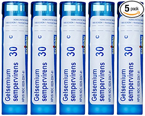 Boiron Gelsemium Sempervirens 30C (Pack of 5), Homeopathic Medicine for Stage Fright, Apprehension and Fever